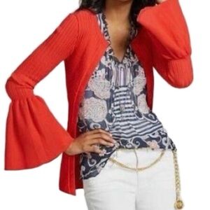 CAbi Vibrant Red Bell Sleeve Cardigan